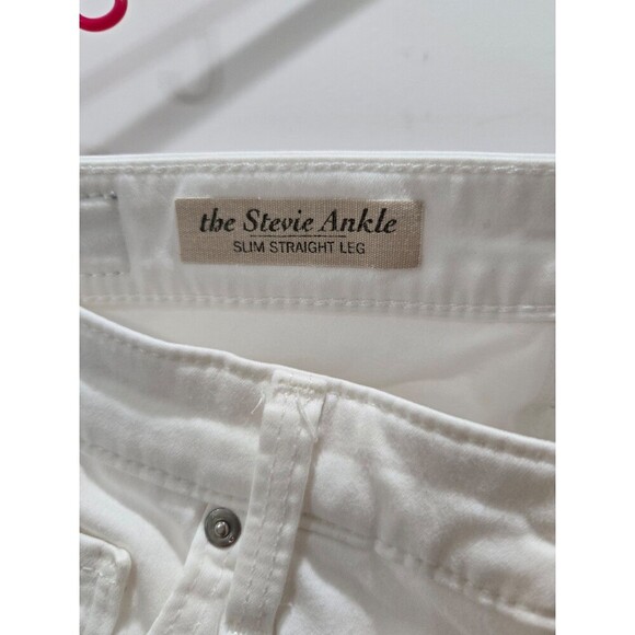 AG ADRIANO GOLDSCHMIED THE STEVIE ANKLE SLIM STRAIGHT LEG WHITE JEANS WOMEN 27 - Picture 4 of 12